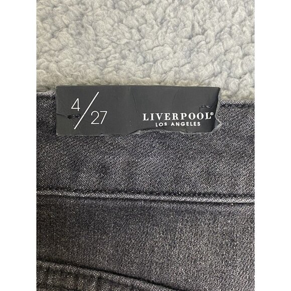 Liverpool Womens High Rise Denim Skirt‎ Front Side Slit Fray Hem Size 4/27 - Picture 6 of 12
